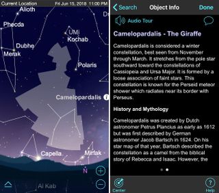 The constellation Camelopardalis, in the northern sky near the Big and Little Dippers, has a tongue-twisting name derived from the Greek words for camel and leopard. Although the name means giraffe, the constellation is generally considered to represent a camel.