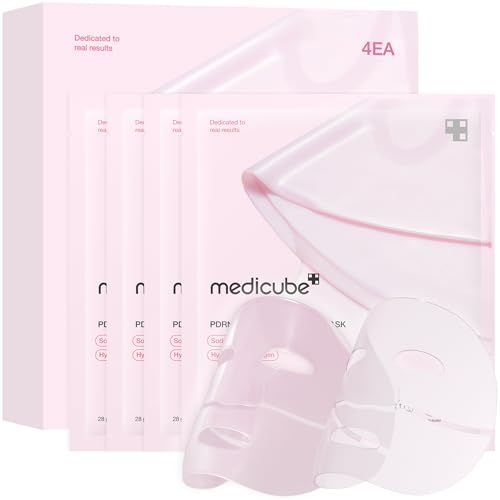 Medicube Salmon Dna Pdrn Pink Collagen Jelly Gel Mask | Overnight Face Mask for Glass Glow Skin- Elasticity, Hydrating, Firming and Moisturizing | Korean Skincare, 28g, 4ea