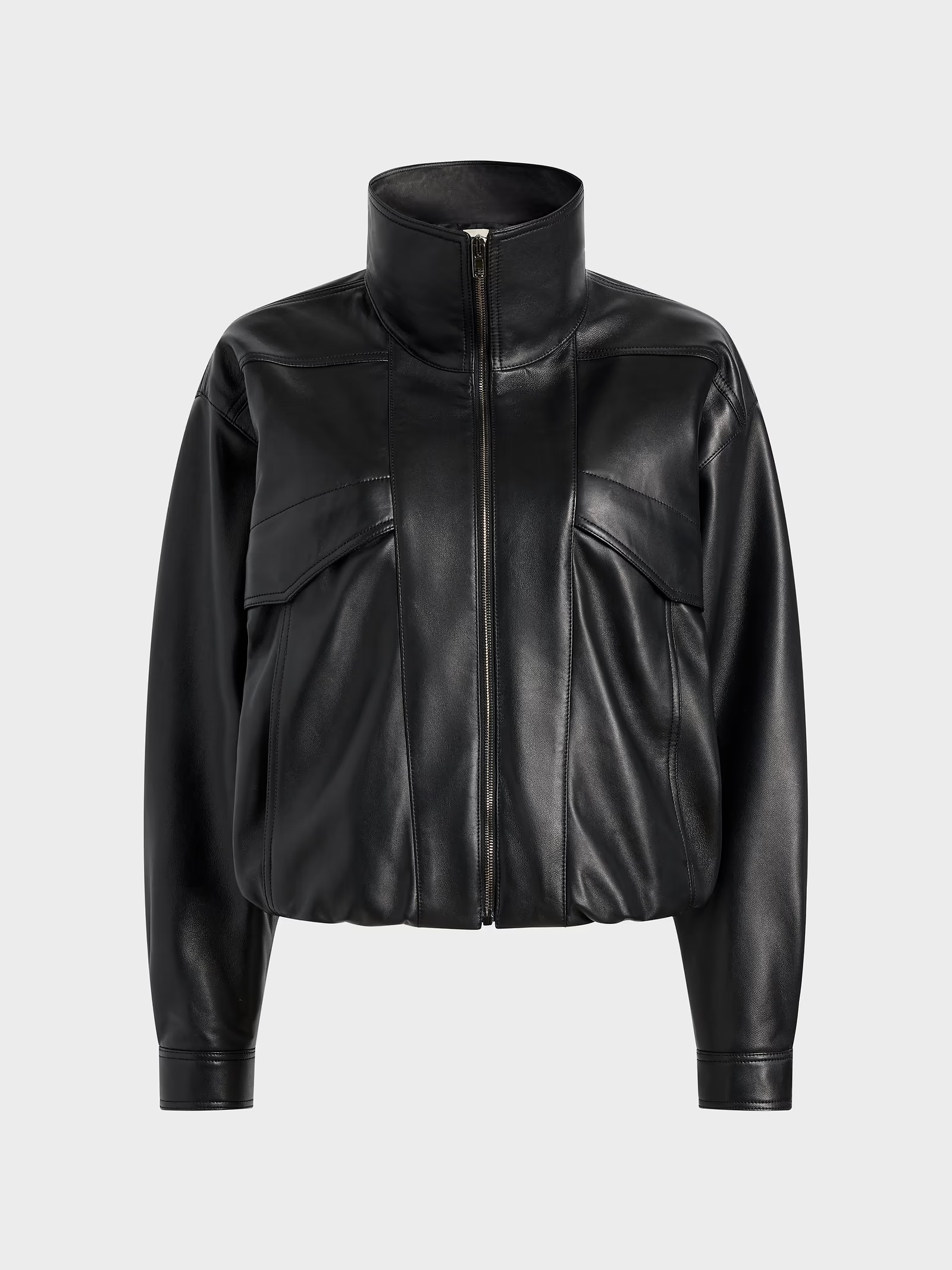 Aflalo leather funnel neck jacket