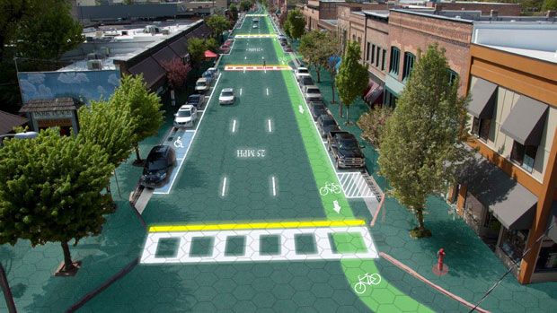 Artist&amp;#039;s rendition of downtown Sandpoint, Idaho - Home of Solar Roadways