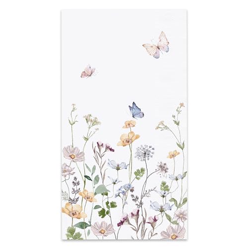 Audree 100 Pack Floral Disposable Napkins - Decorative 3-Ply Guest Napkins for Bathroom, Dinner, Wedding, Bridal Shower, Baby Shower, Birthday, and Tea Party