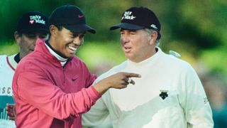 Tiger Woods and Mark O'Meara at the 1998 World Match Play Championship