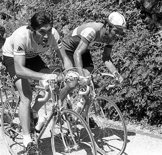 Raymond Poulidor and Eddy Merkcx.