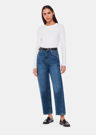 Blue barrel-leg jeans