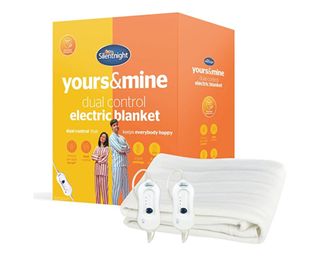 Best electric blanket folded with box next to it in orange remote cut out