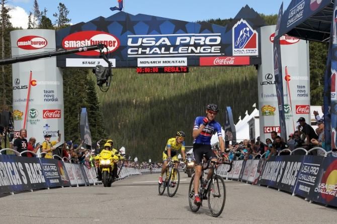 Tejay van Garderen (BMC) celebrates the victory which gave him the overall lead