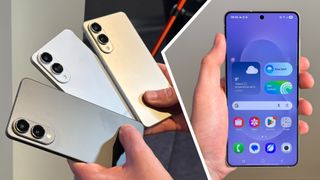 Collage of the Samsung Galaxy S25 Edge being held in the hand