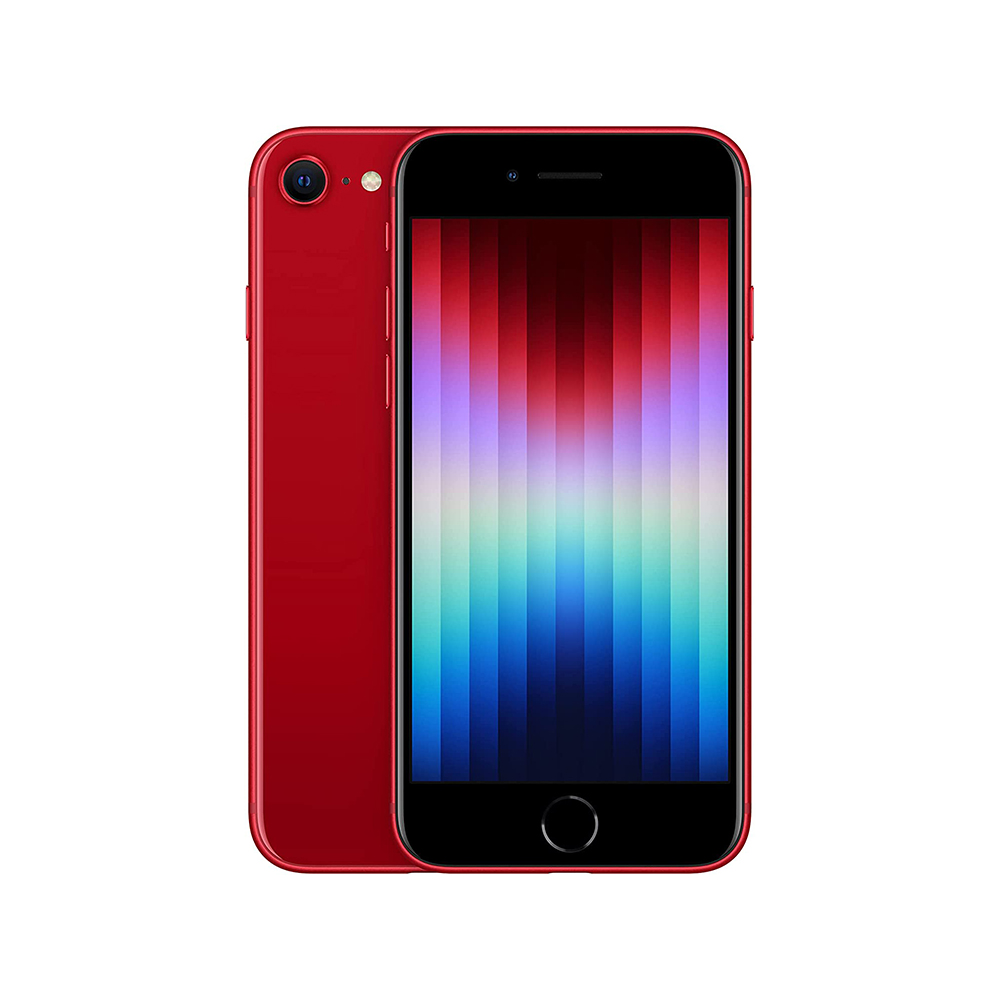 iphone se 2022 in red on white background