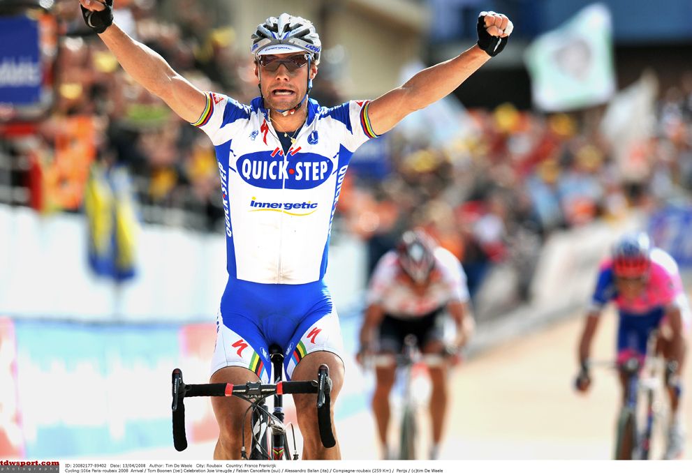 Boonen was victorious at Paris-Roubaix again in 2008
