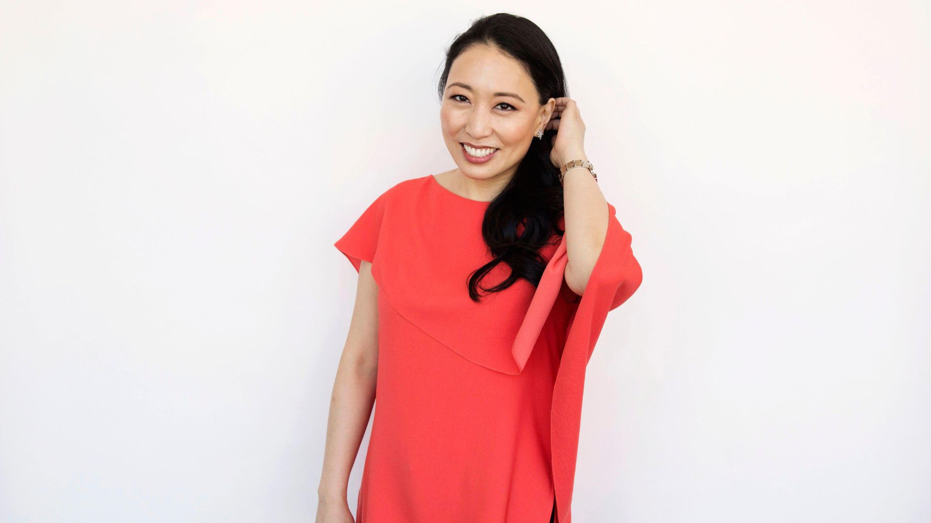 Judy Joo in a red top