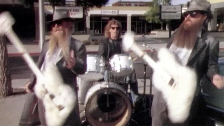 Screen grab of ZZ Top&#039;s Legs music video