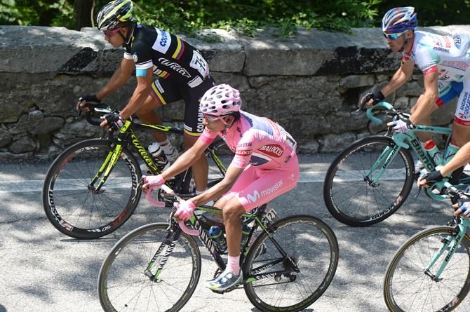 Nairo Quintana in the maglia rosa