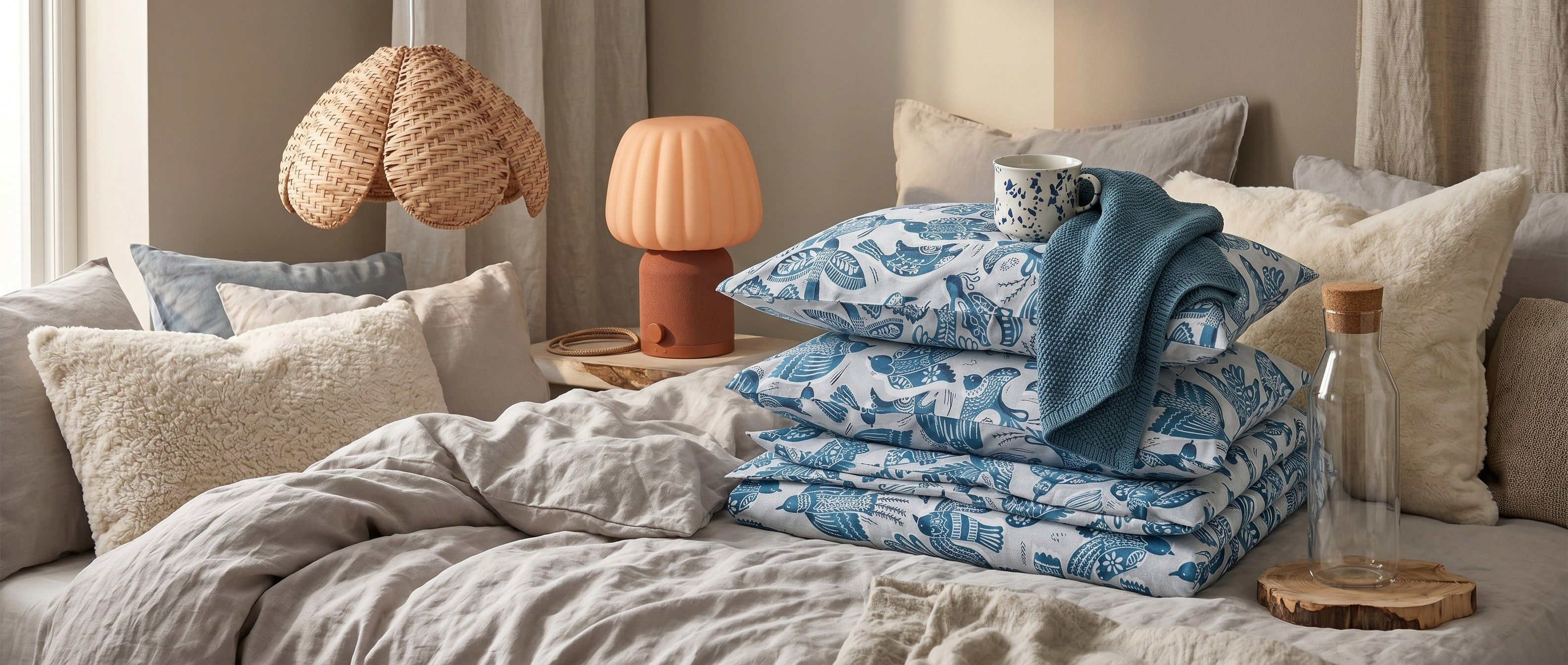 Selection of IKEA products in a bedroom