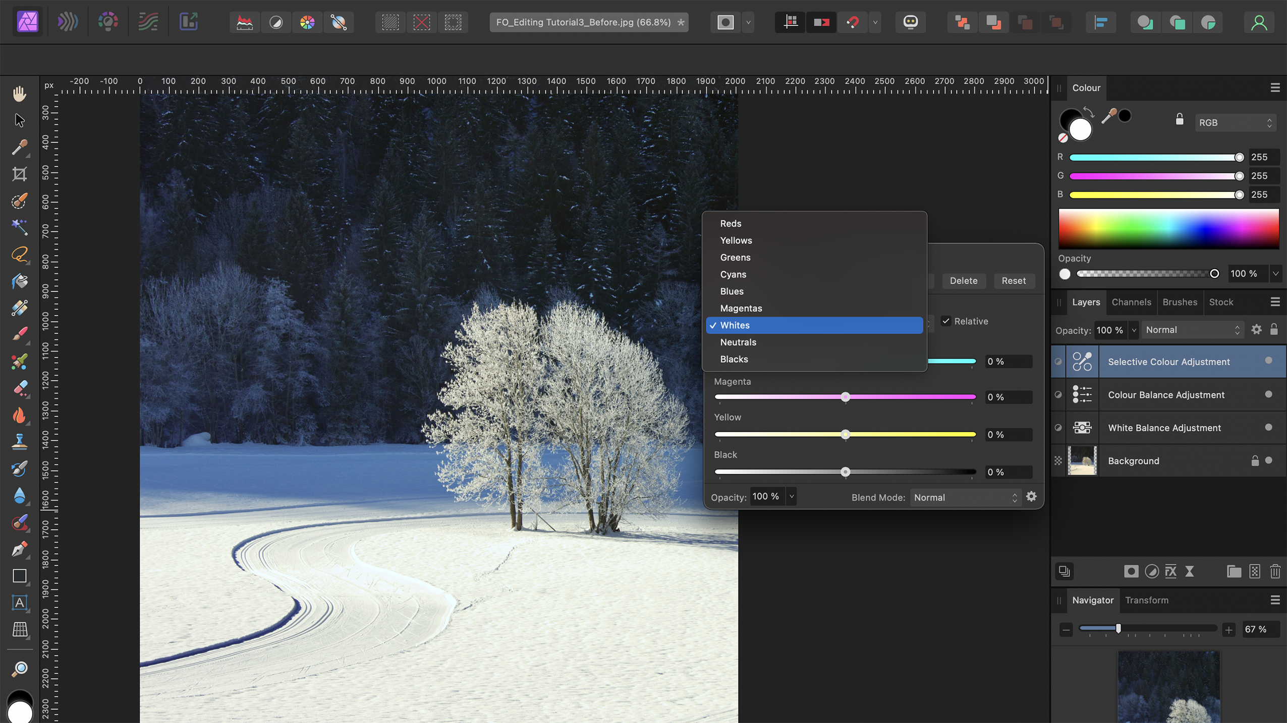 Editing interface of Affinity Photo