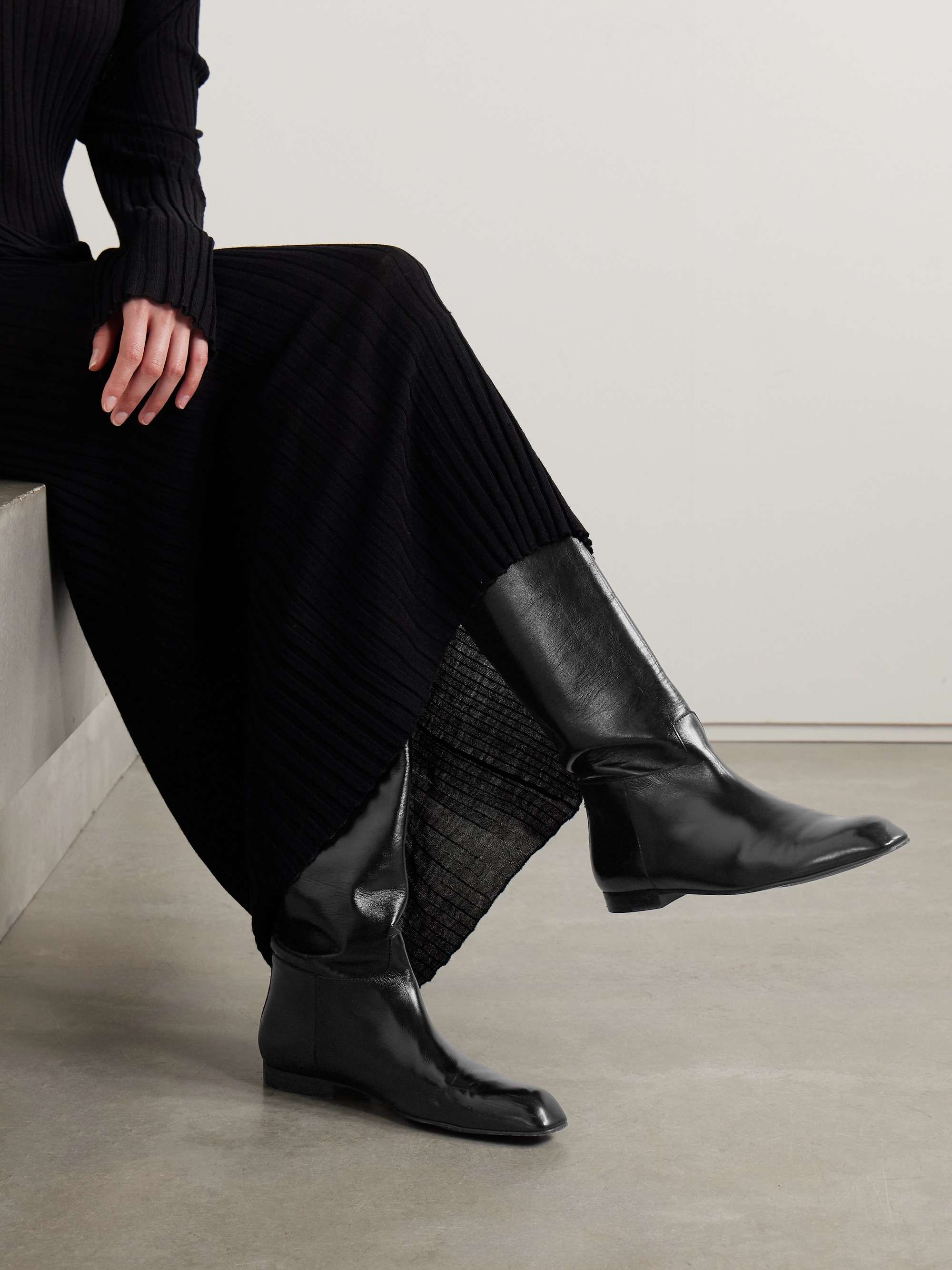 Colt Glossed-Leather Knee Boots