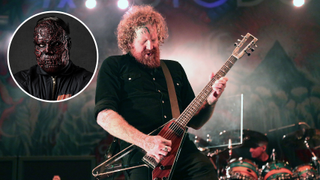 V-Man superimposed onto a photo of Brent Hinds playing guitar