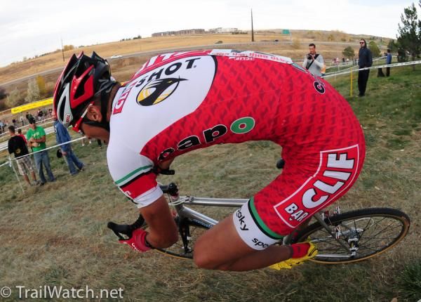 Brady Kappius (Clif Bar) on a tight corner that saw many crashes.
