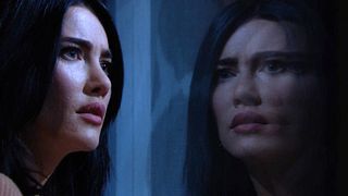 Steffy (Jacqueline MacInnes Wood) looks out a window in The Bold and the Beautiful