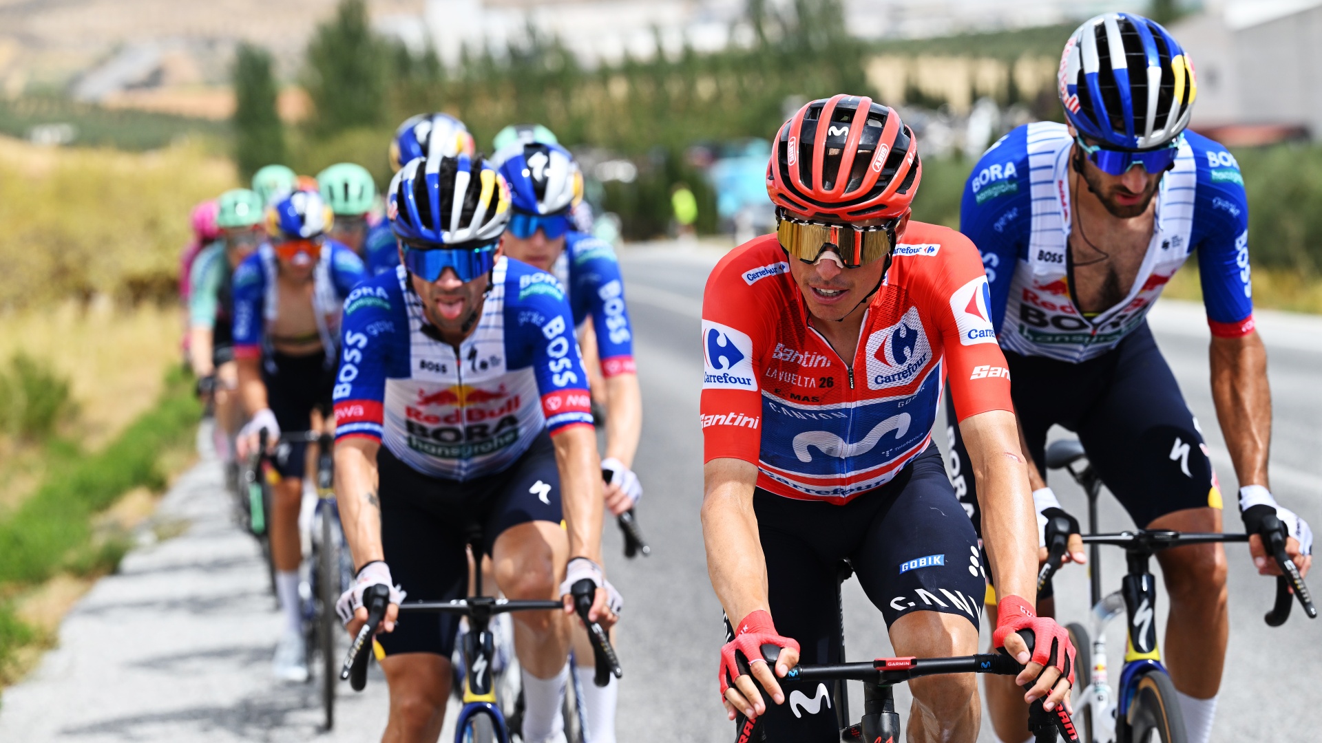 Enric Mas leading the Vuelta a Espana peloton