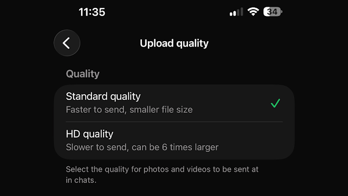 جودة التحميل على الواتس اب