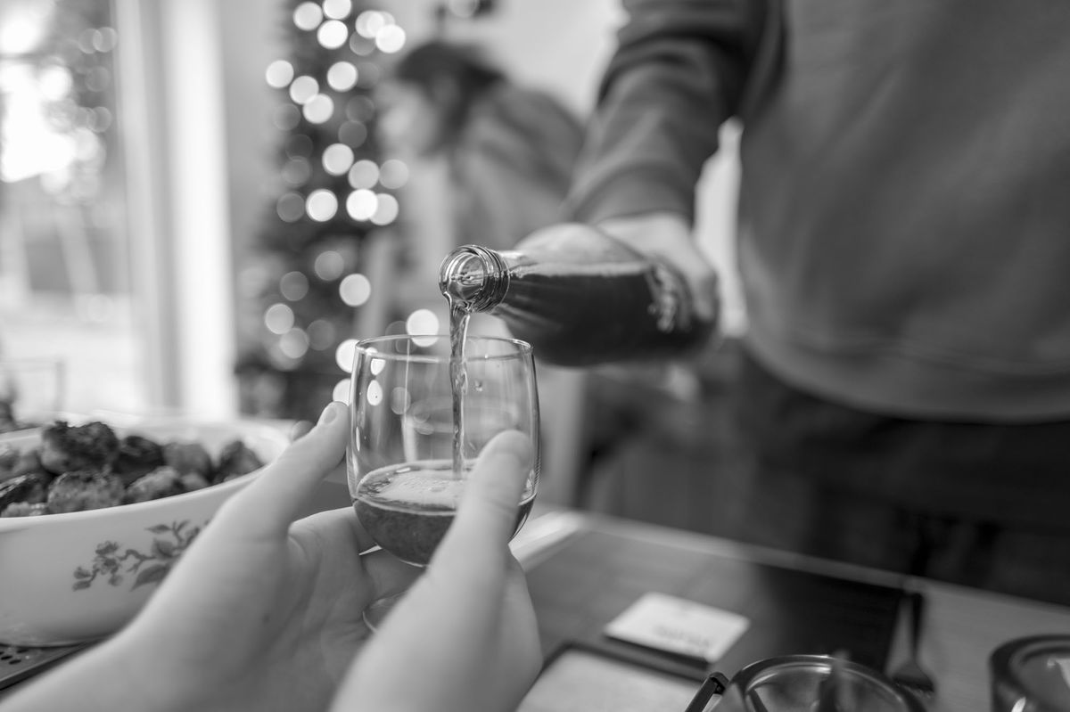 Leica Q3 Monochrom sample gallery: drink being poured into a glass