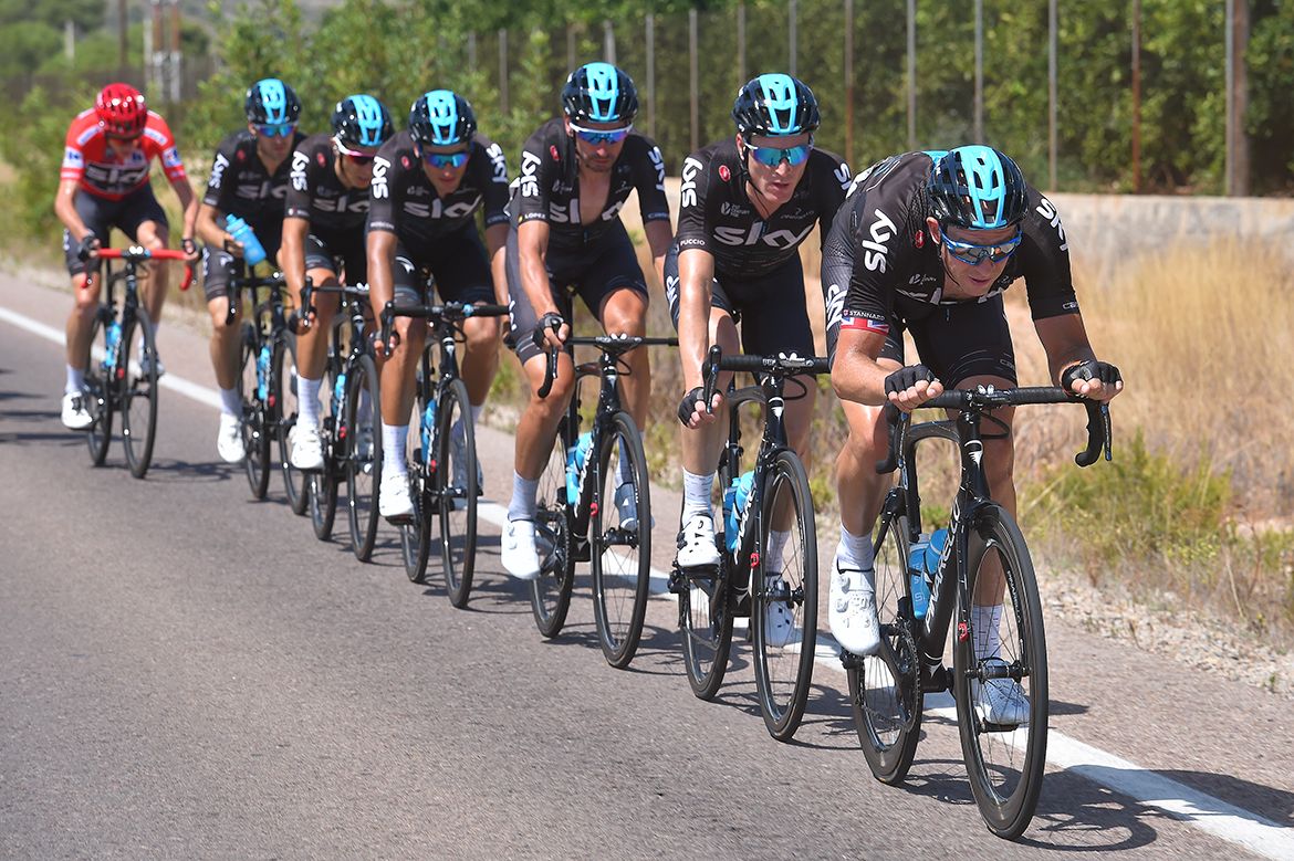 Team Sky in pursuit of the leaders