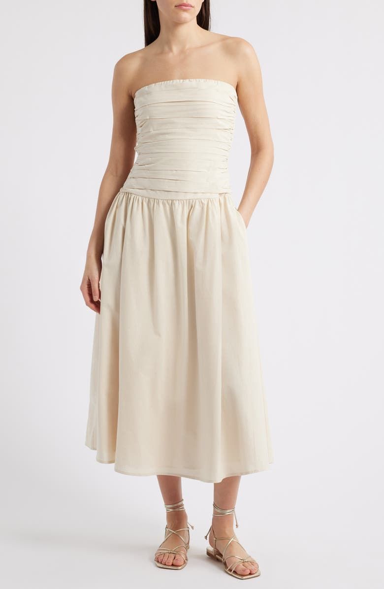 Pleated Strapless Maxi Dress