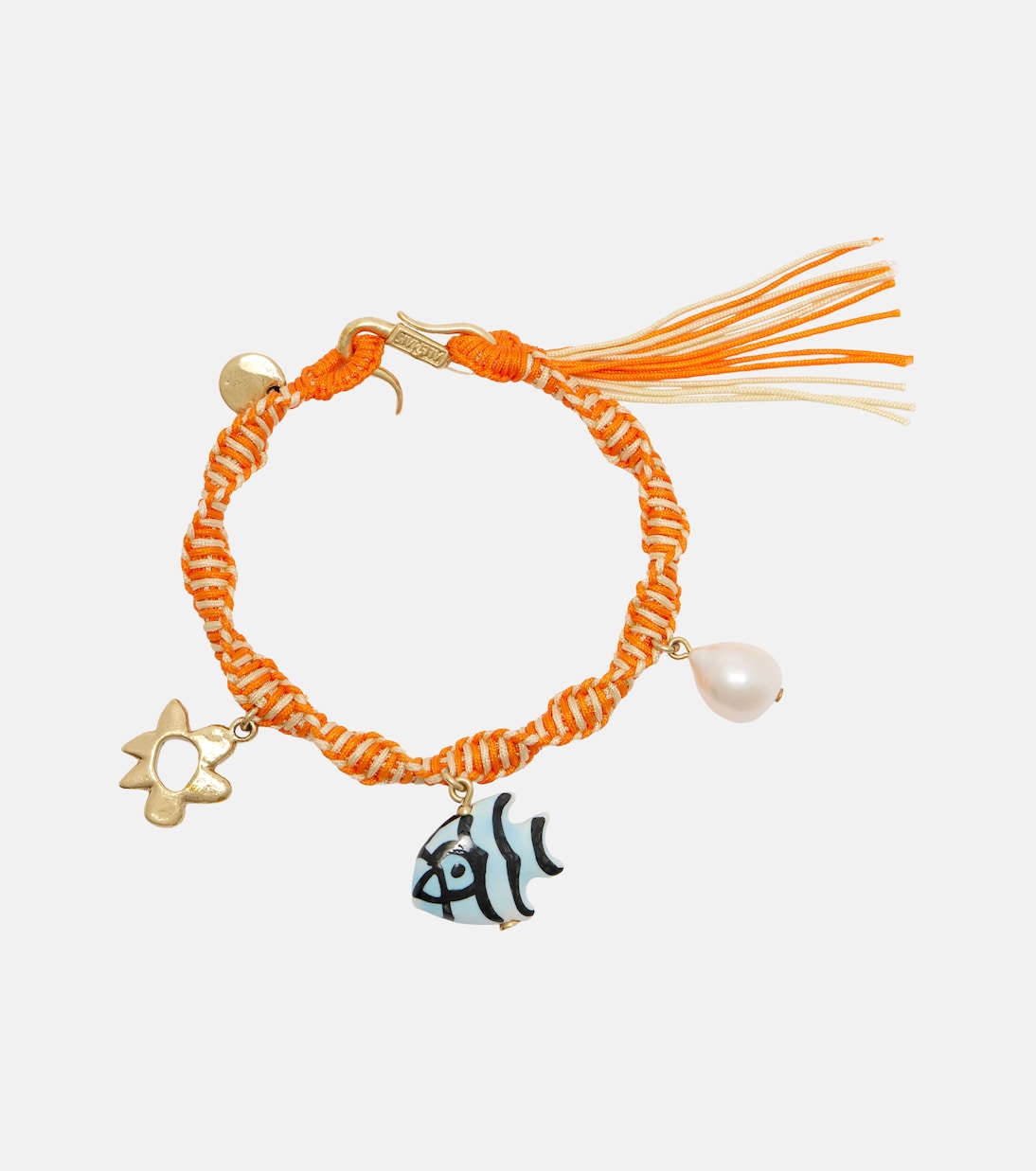 Calypso Macram&amp;eacute; Charm Bracelet in Orange - Alemais