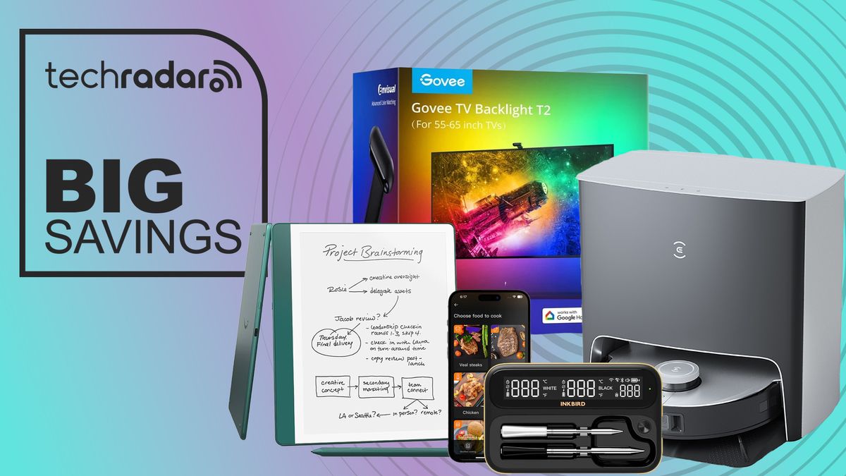 NZ Tech Deals image with the Kindle Scribe, INKBIRD thermometer, Govee TV T2 and Deebot X1 Turbo