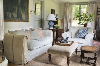 country style living room in Swedish country home