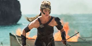 Antiope (Robin Wright) fights on the beach in 'Wonder Woman'