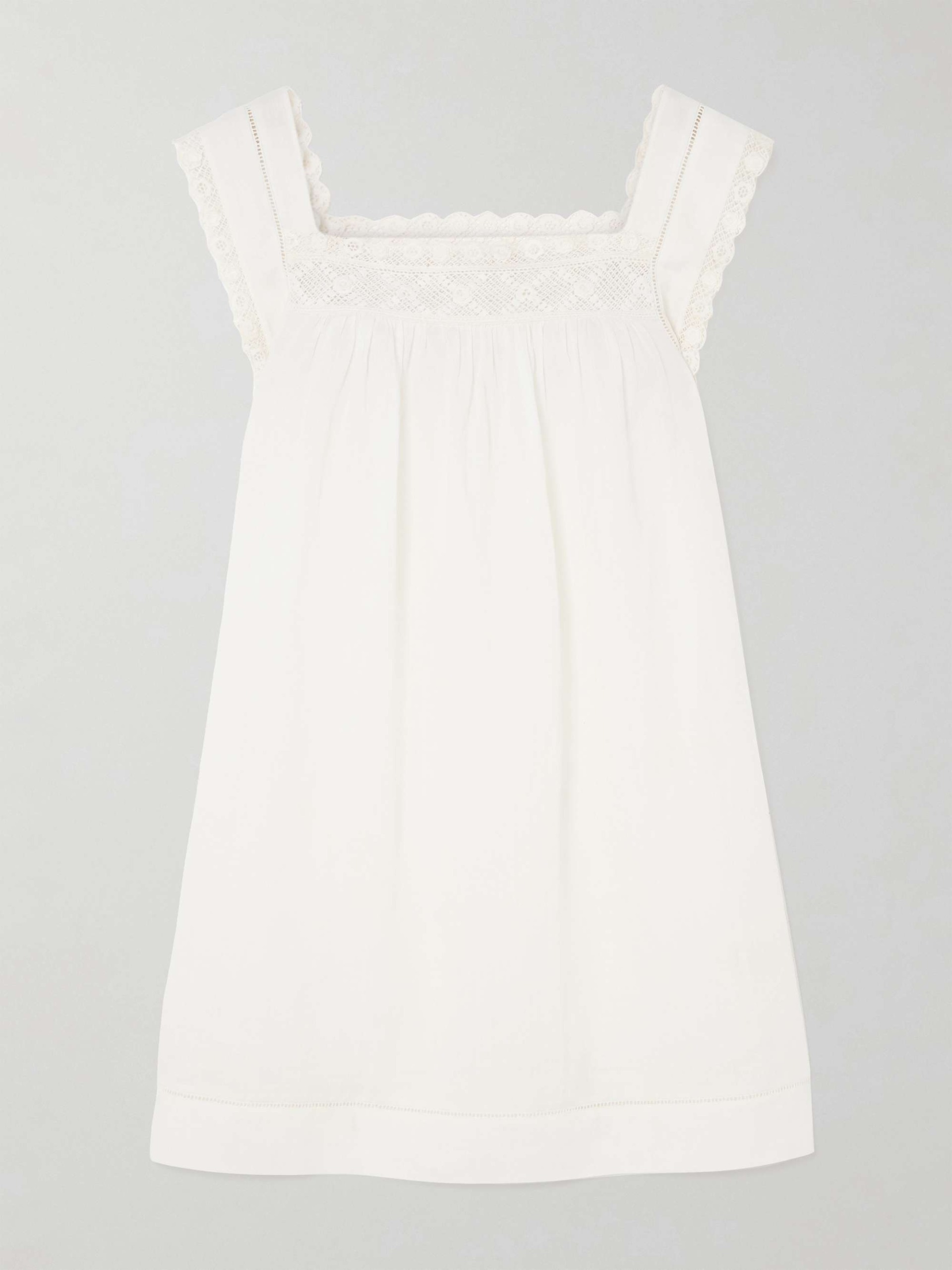 Almadia Crochet-Knit Trimmed Ramie Mini Dress