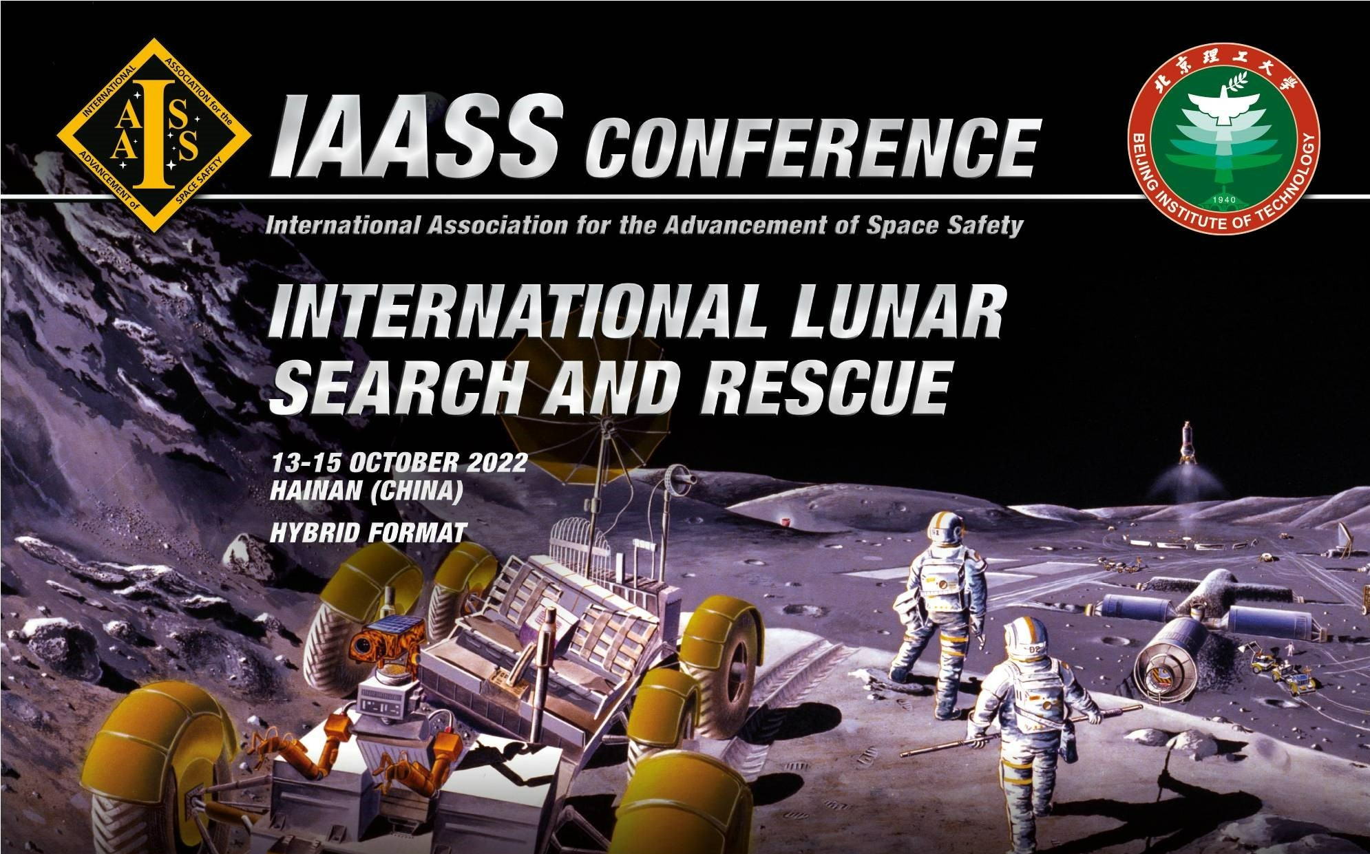 A graphic promoting the upcoming meeting of the International Association for the Advancement of Space Safety.