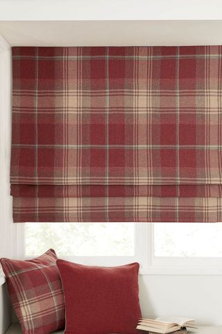 Red Check Stirling Roman Blind