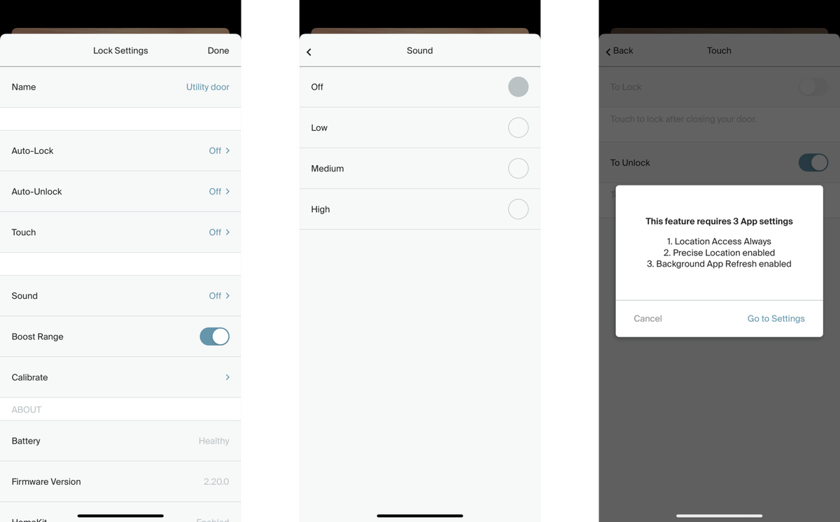 Level Touch Smart Lock Review Level App Settings