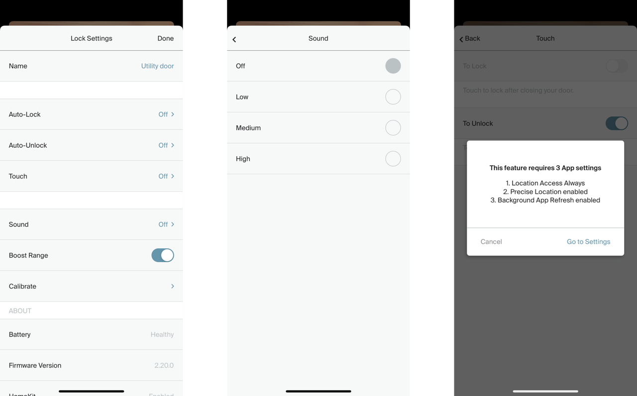 Level Touch Smart Lock Review Level App Settings