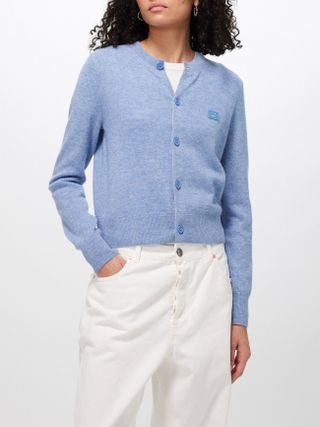 Face-patch wool cardigan
