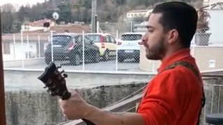 Enrico Monti plays Slayer on his balcony in Italy