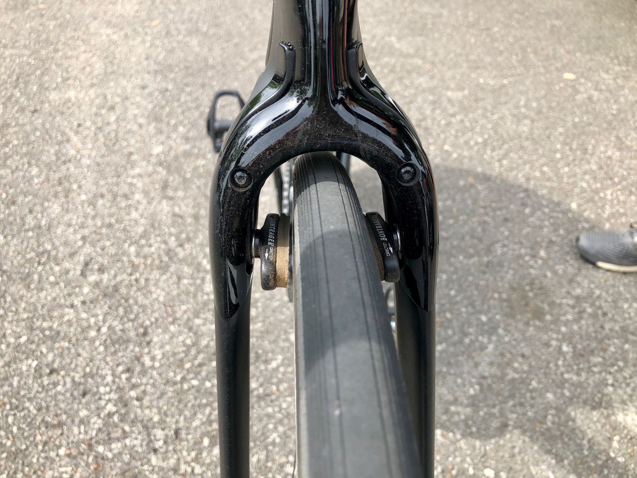 Trek's integrated aero brakes work decently well