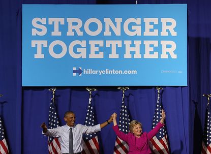 President Obama and Hillary Clinton campaigning together. 