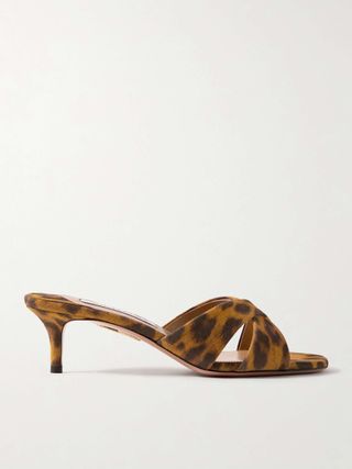 Divine 50 Leopard-Print Suede Mules