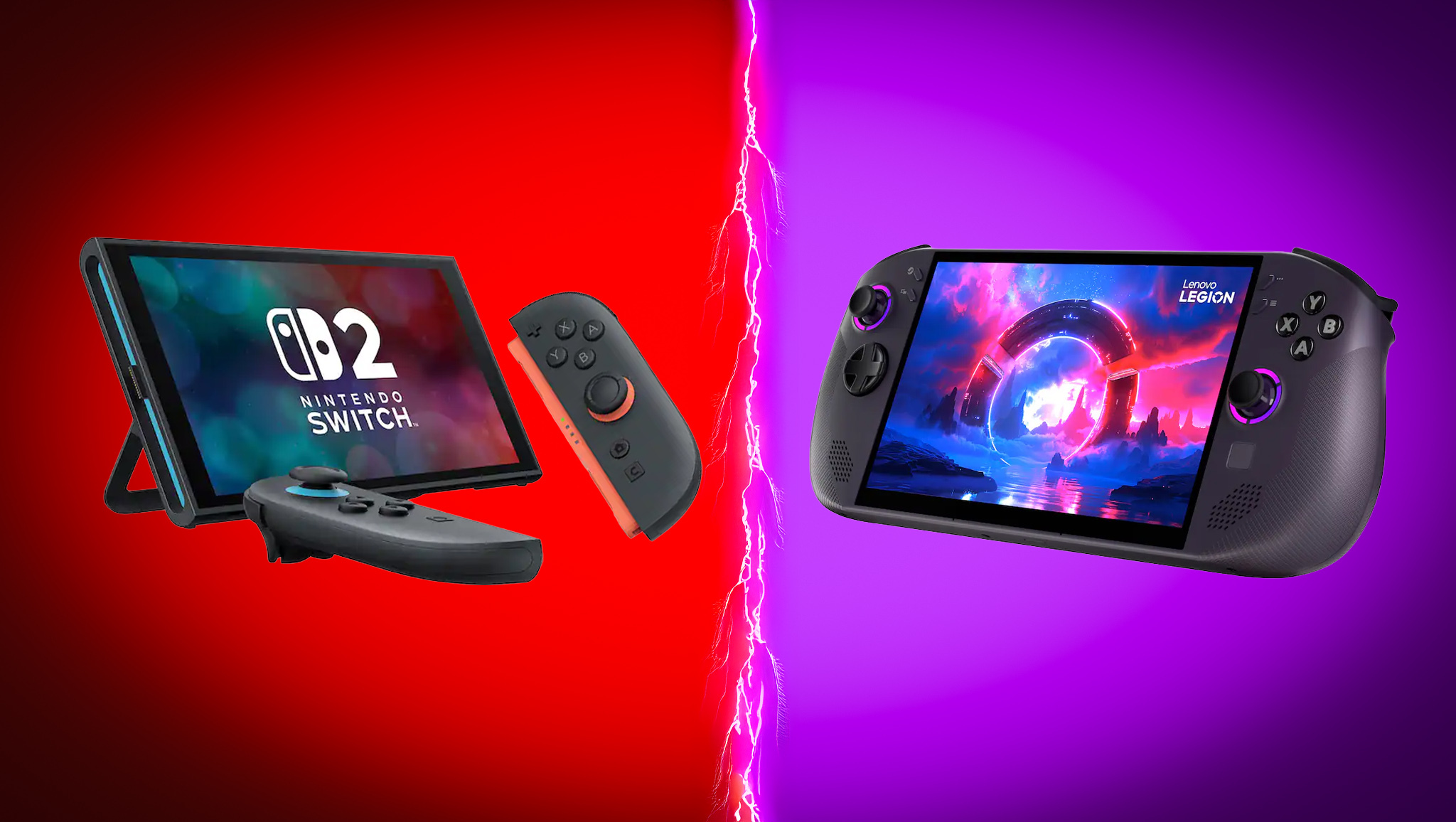 Image of the Nintendo Switch 2 and Lenovo Legion Go S (SteamOS).