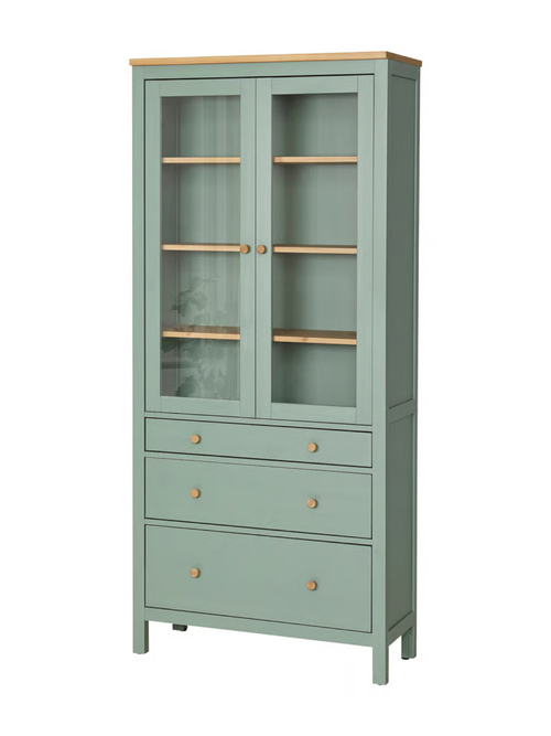 HEMNES Glass-Door Cabinet With 3 Drawers