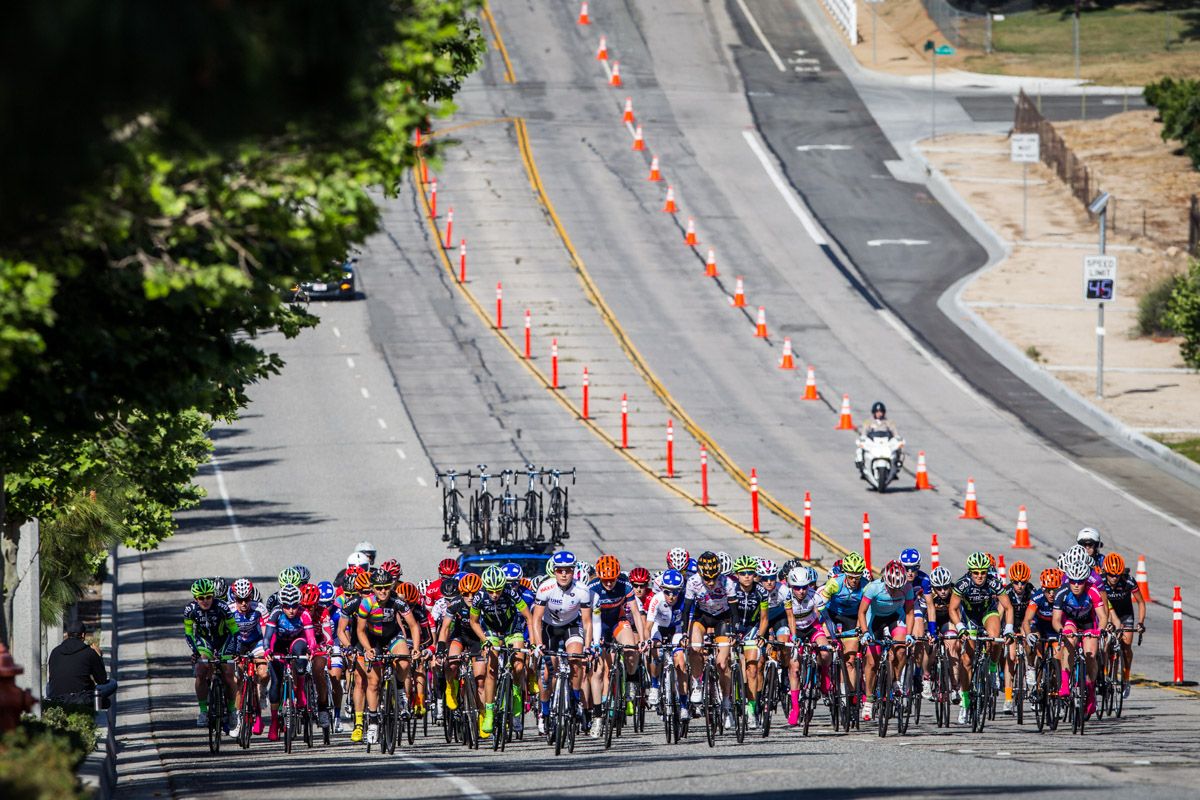Riders get to the front of the womens field when the road gets steep.