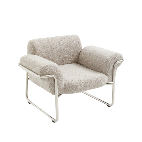 Boucle armchair with chrome frame