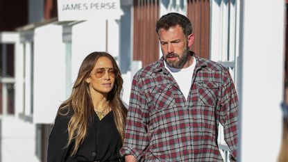 Jennifer Lopez and Ben Affleck walking down the street in Los Angeles