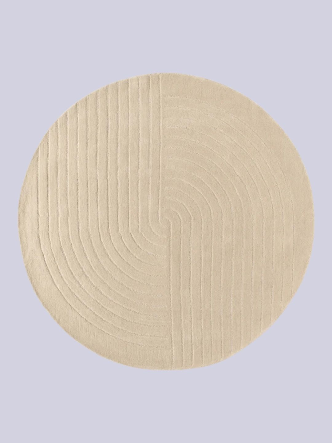 Westwing Collection, Round Hand-Tufted Wool Rug Mason in Beige
