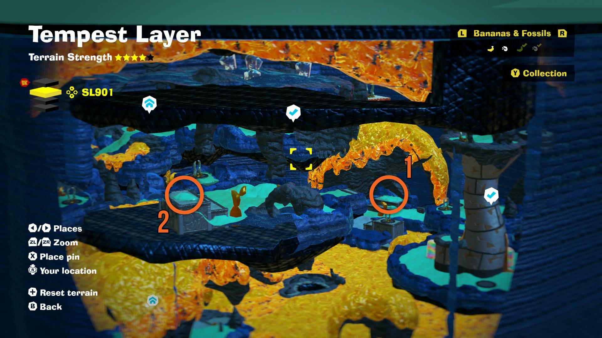Donkey Kong Bananza Elphant Bananza ancient record piece map of tempest layer
