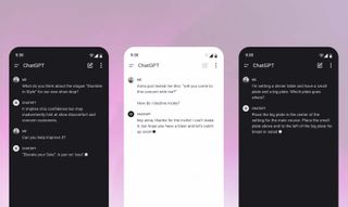 Screenshots of ChatGPT for Android.