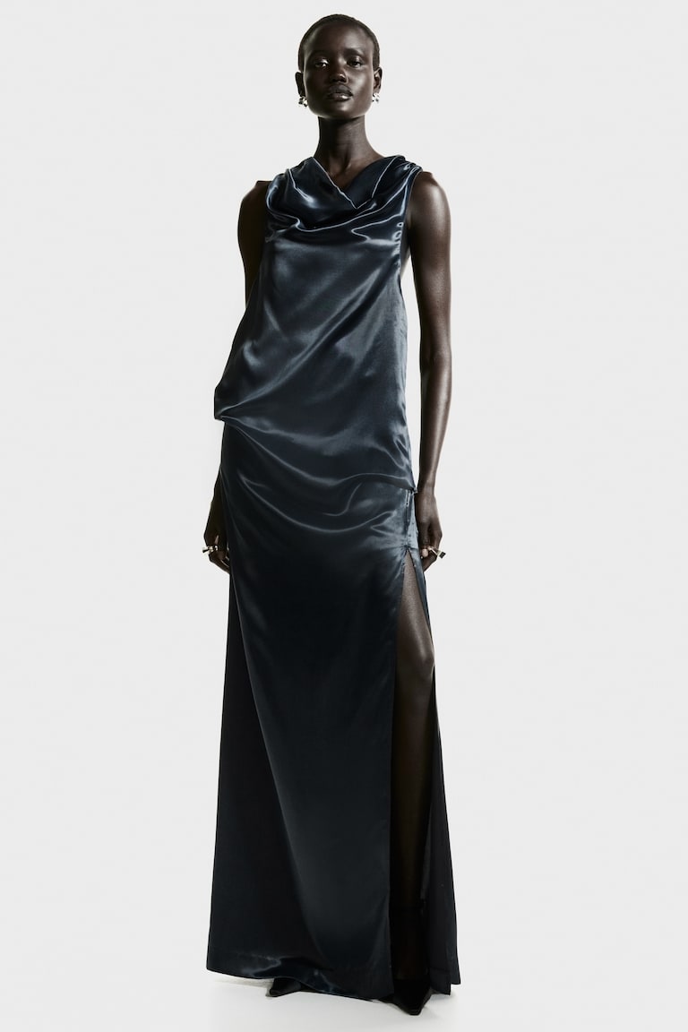 Halterneck Satin Dress